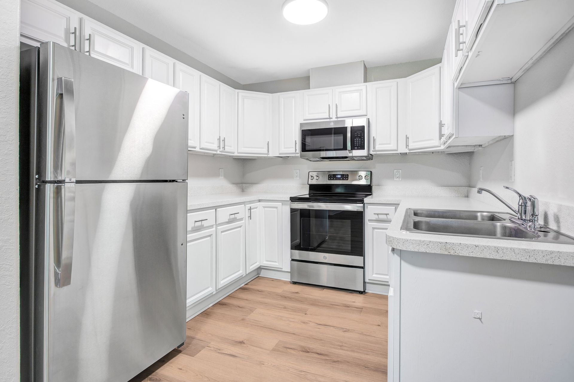 Modern kitchen with premium appliances.