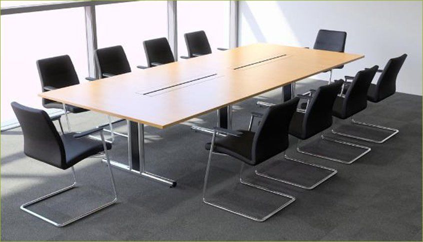 Rectangle shaped table with 10 chairs