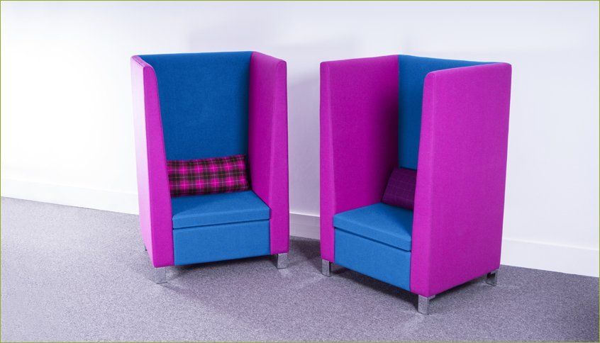 blue and pink chair
