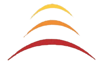 Tre linee curve, sovrapposte, dal rosso al giallo, che formano una freccia stilizzata rivolta verso l'alto.