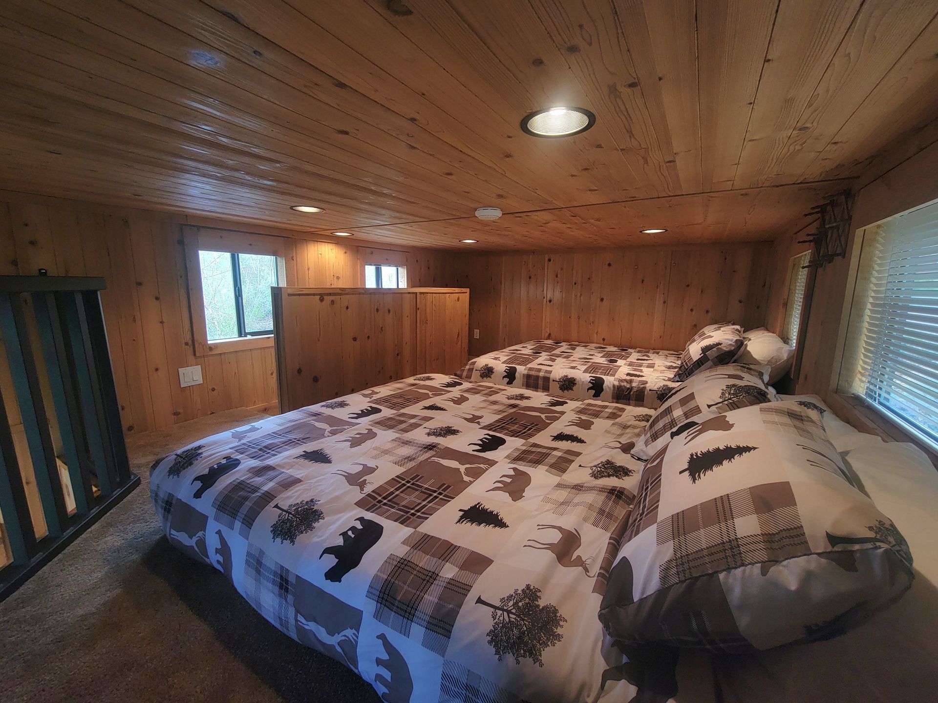 There is a large bed in the middle of the room.