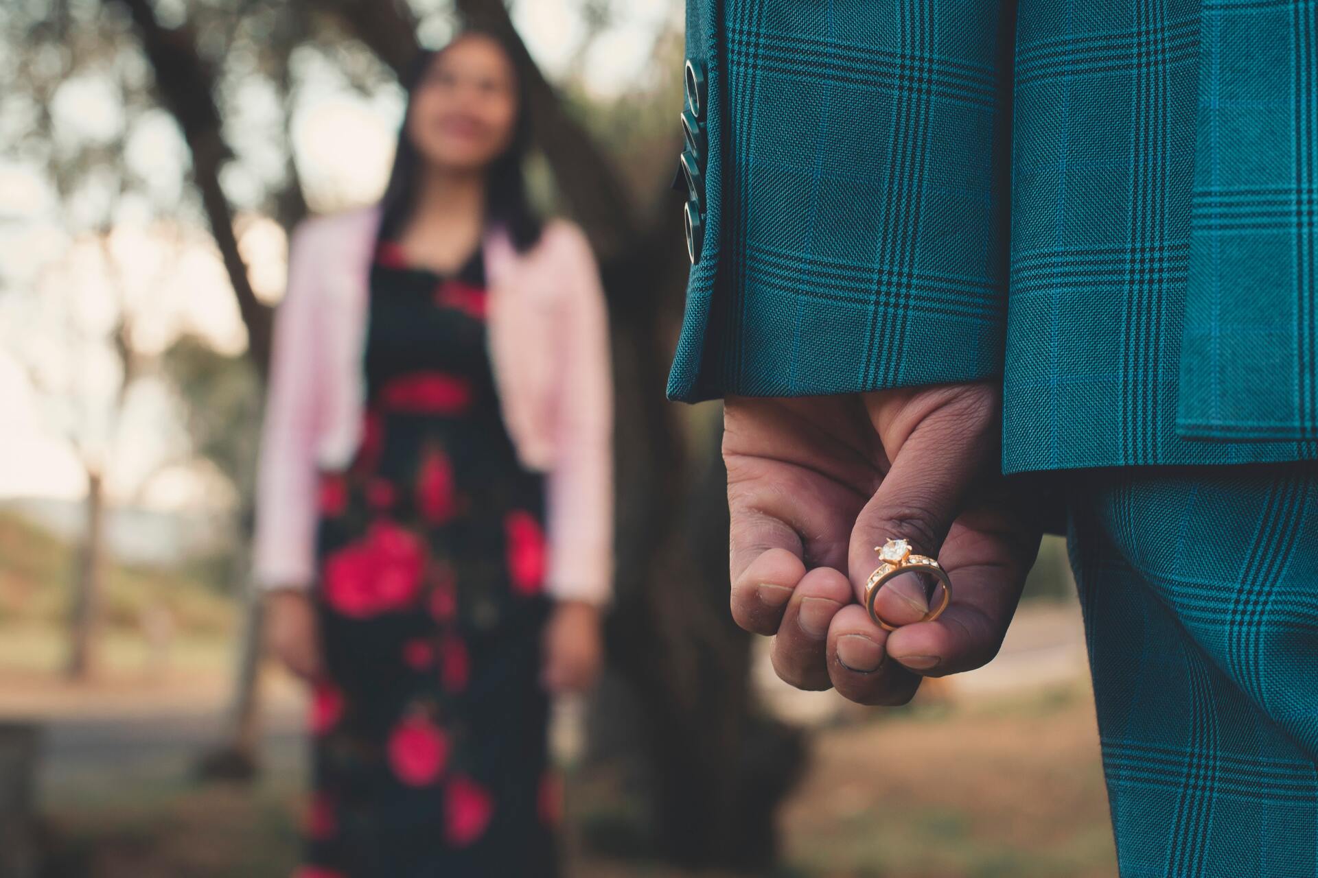 Man Holding ring about to propose