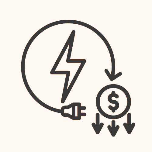Energy and savings icon highlighting SOUND CRAWLS's services to reduce energy costs without compromising comfort.