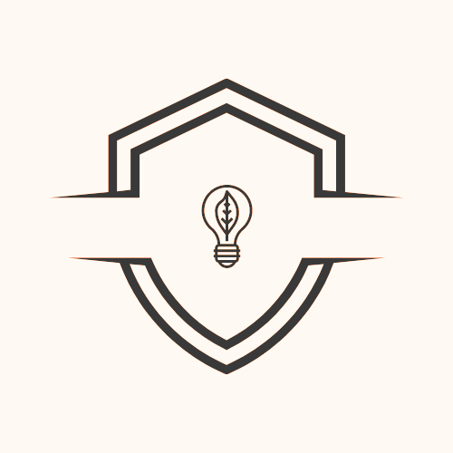 Shield with lightbulb and leaf, symbolizing SOUND CRAWLS's attic makeovers for energy efficiency and eco-friendliness.
