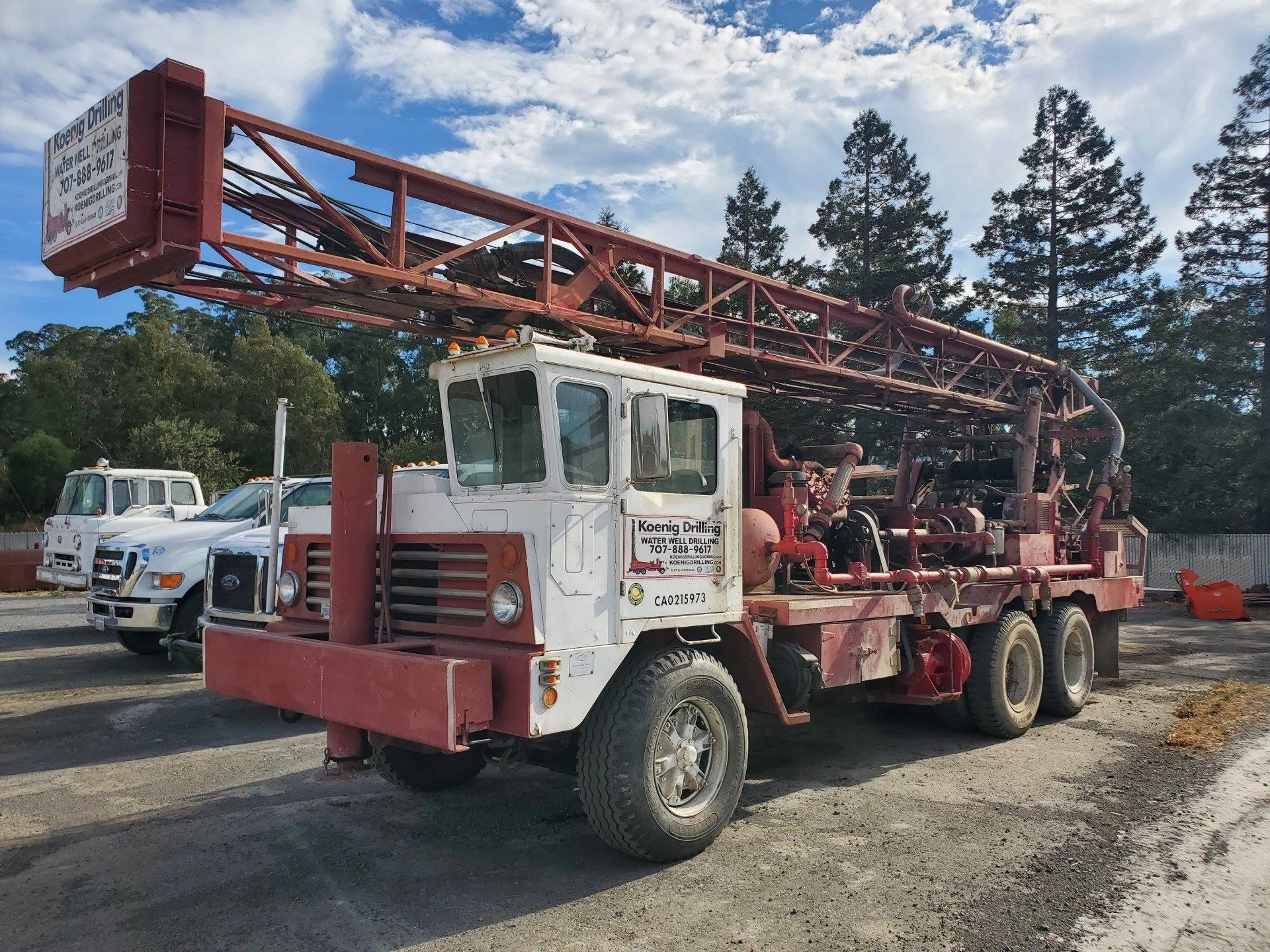 Side View Of Red Truck - Sonoma, CA - Koenig Drilling