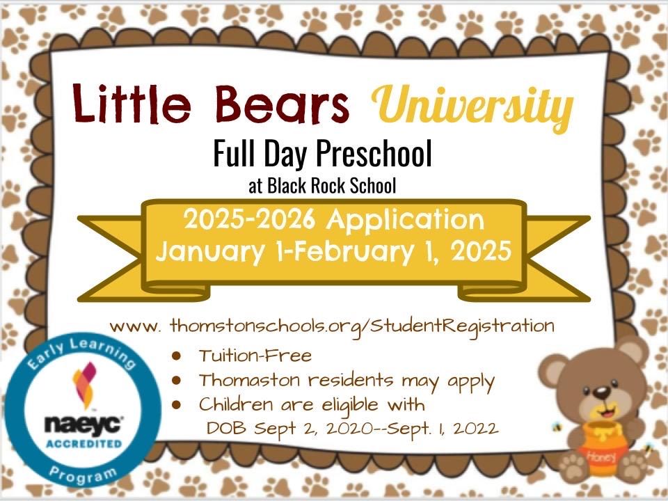 An advertisement for little bears university full day preschool