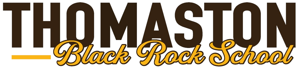 The logo for thomaston black rock school is shown on a white background.