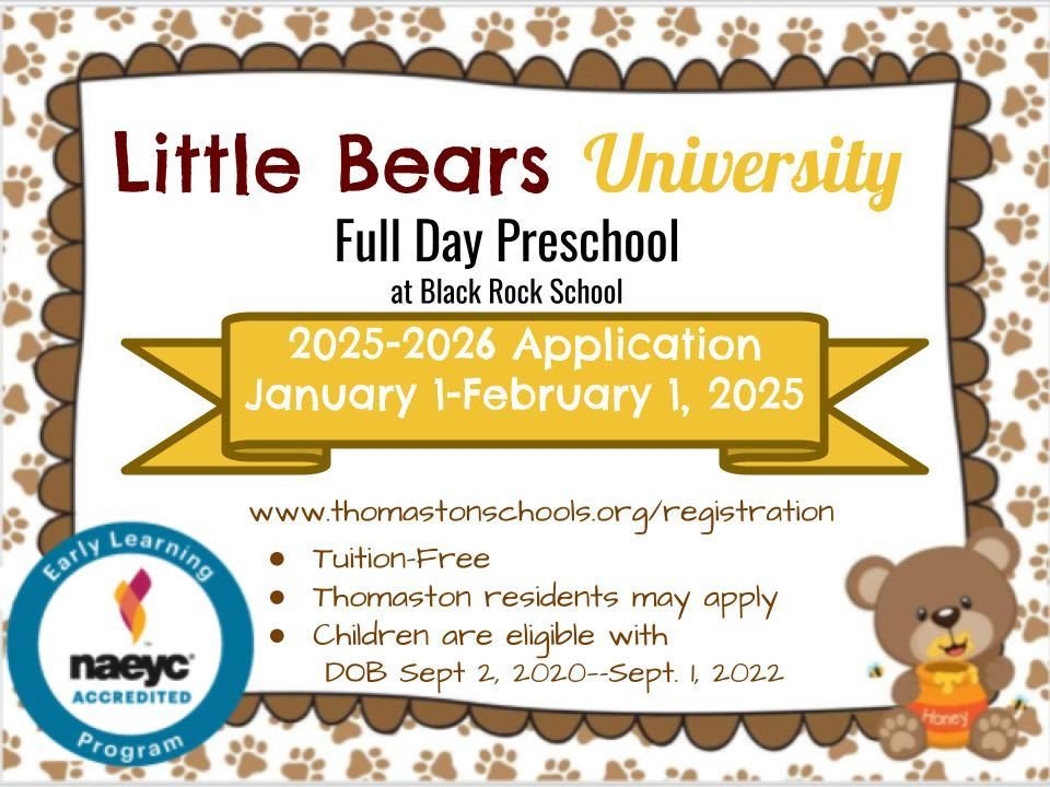 An advertisement for little bears university full day preschool