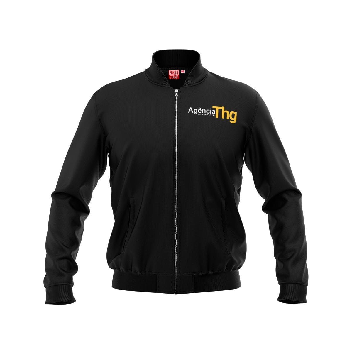 Jaqueta bomber preta com logo 