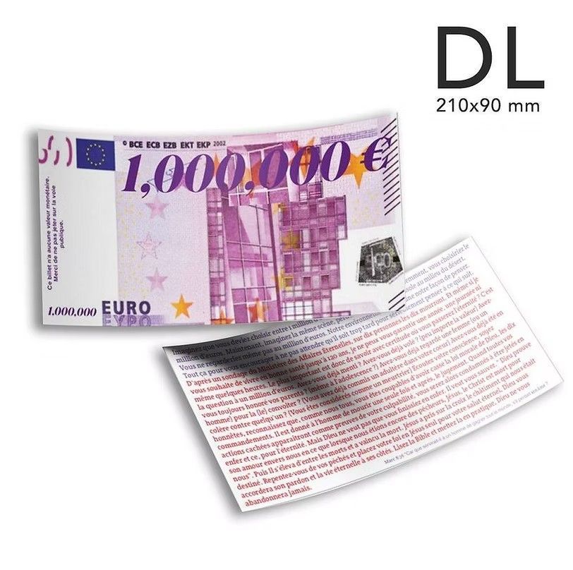Un billet de 1 000 000 euros est affiché sur un fond blanc