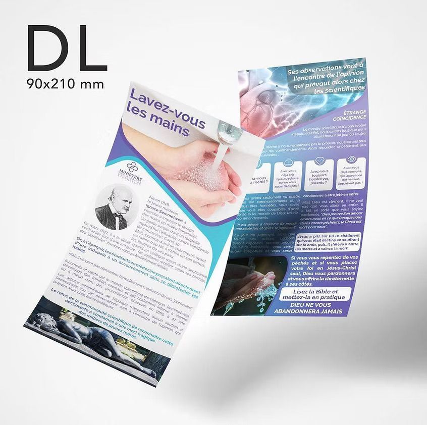 Un dépliant dl avec une photo d'un homme se lavant les mains