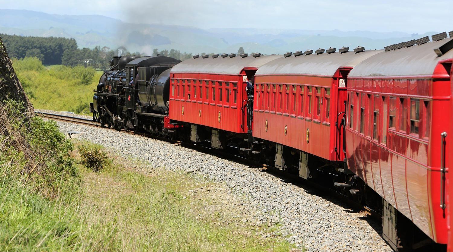 The Whale Train Heritage Steam Train experience that Journeys form Marlborough through Kaikoura to Christchurch in New Zealand.