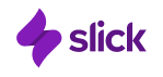 Purple Slick logo with stylized abstract icon and wordmark on a white background