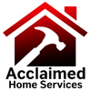 Red house silhouette with white hammer; "Acclaimed Home Services" below.