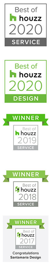 A collage of logos for best of houzz service winner design and winner 2018