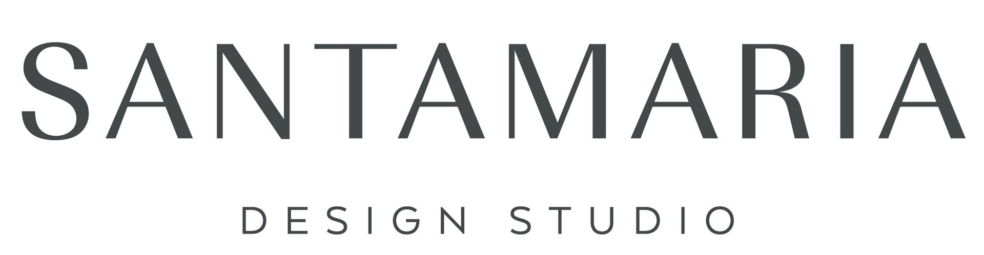 A logo for santamaria design creating beautiful interiors