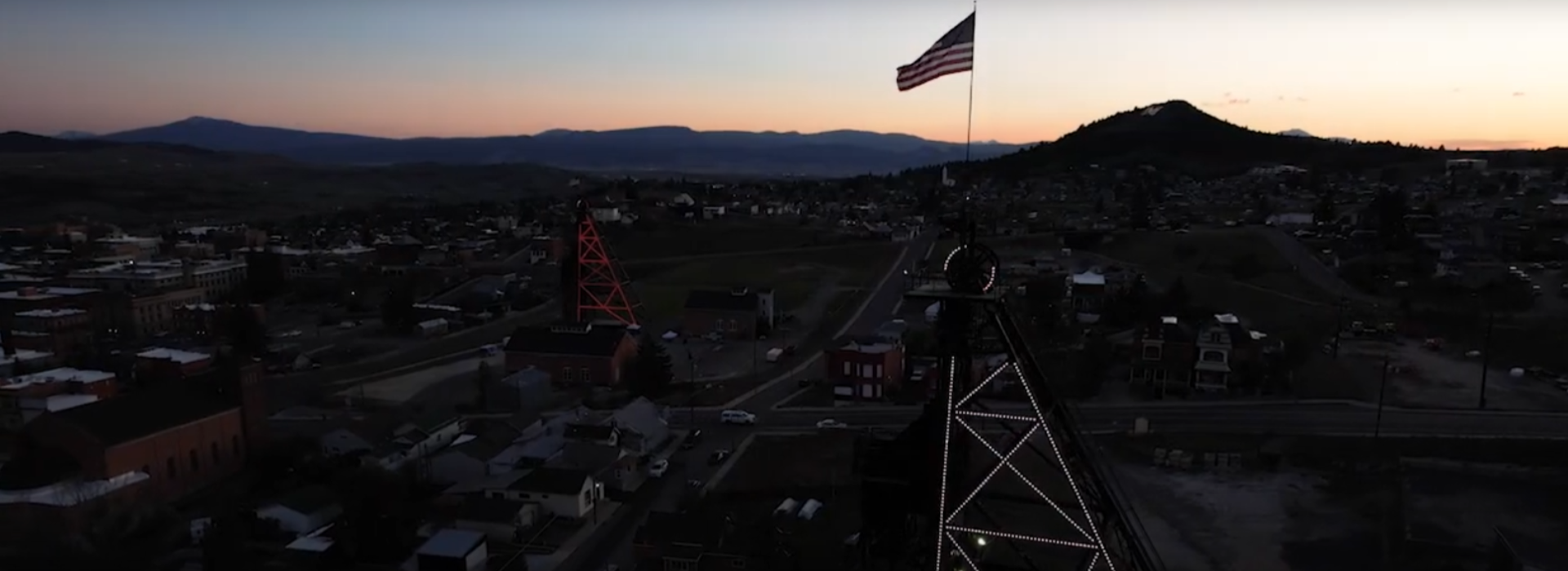 Image of the Travona headframe from Video produced by Montana Standard