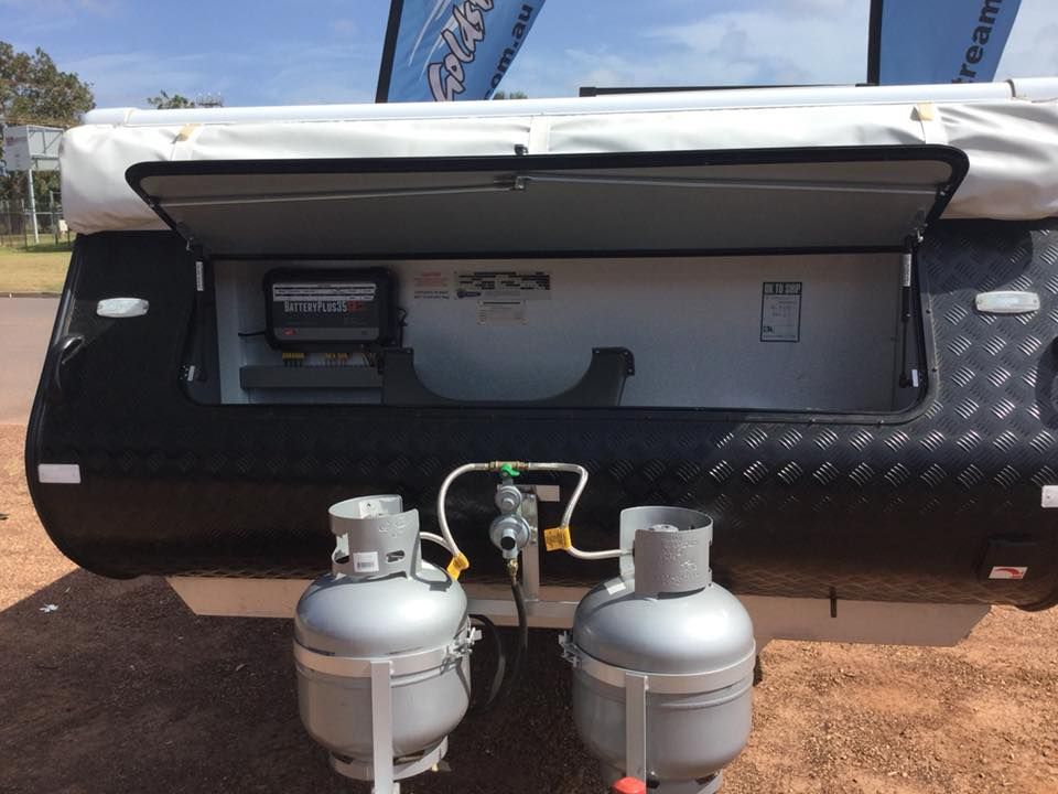 A Trailer With Two Gas Tanks Attached to It — Darwin Caravan & RV Centre In Palmerston, NT
