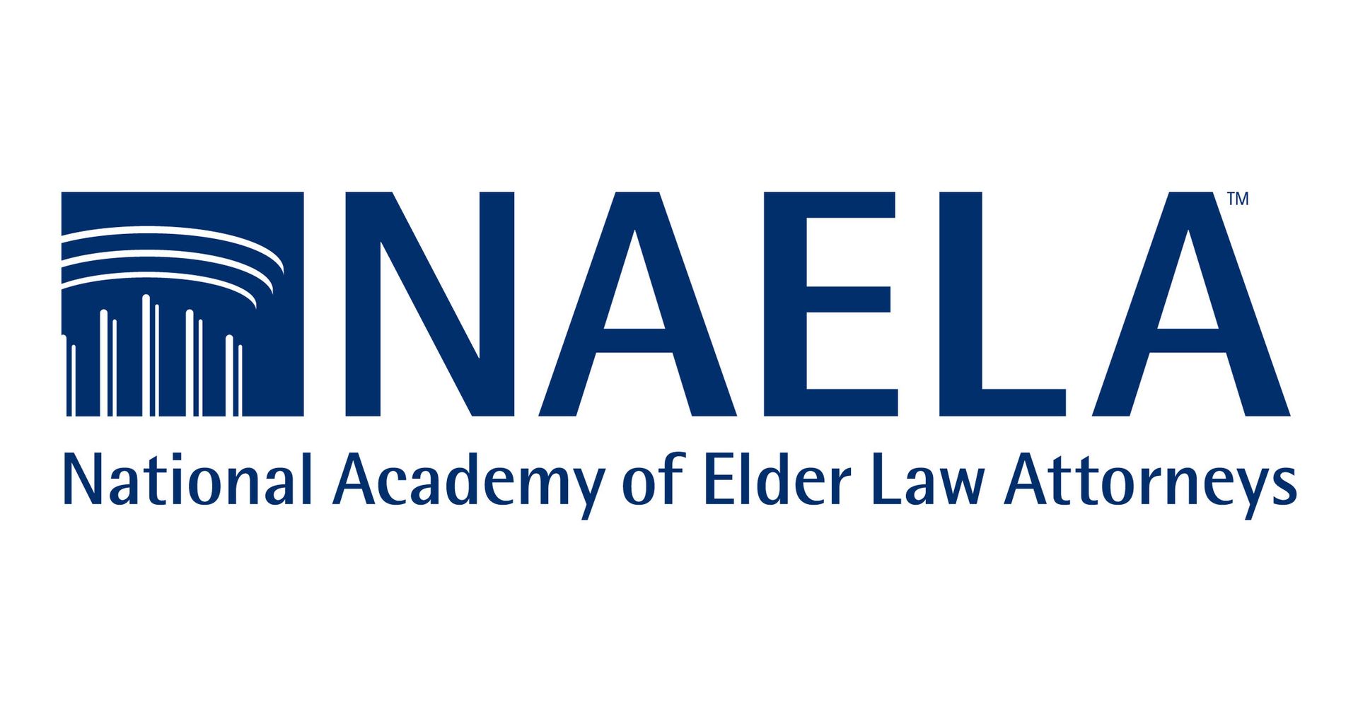 Logo for the National Academy of Elder Law Attorneys (NAELA); blue text and illustration.