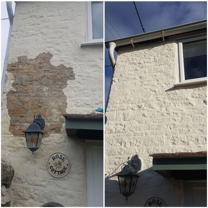 before - after- exterior wall repair