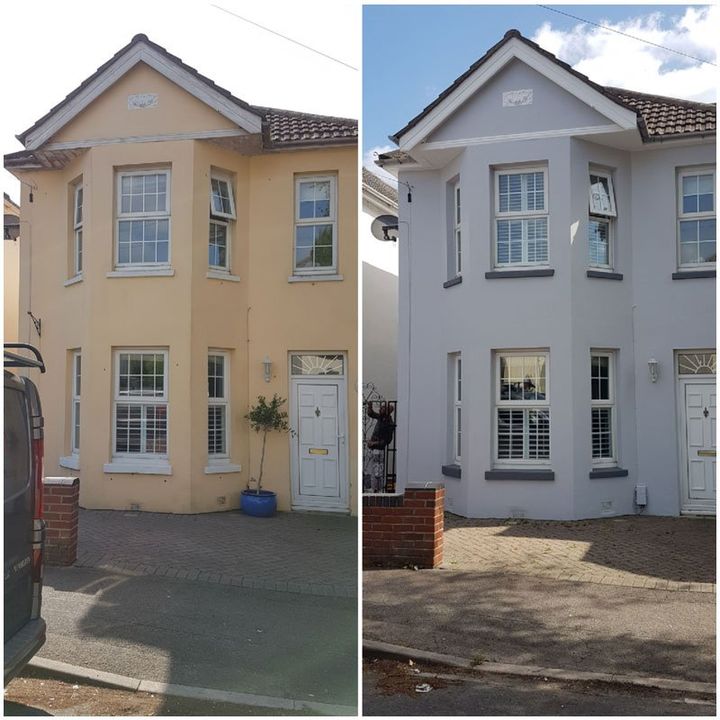 before and after - building exterior painting
