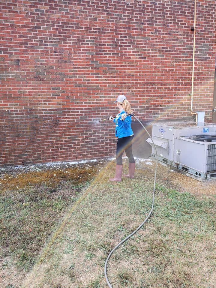 Man Cleaning the Walkway — Kingsport, TN — C&E Cleaning Services