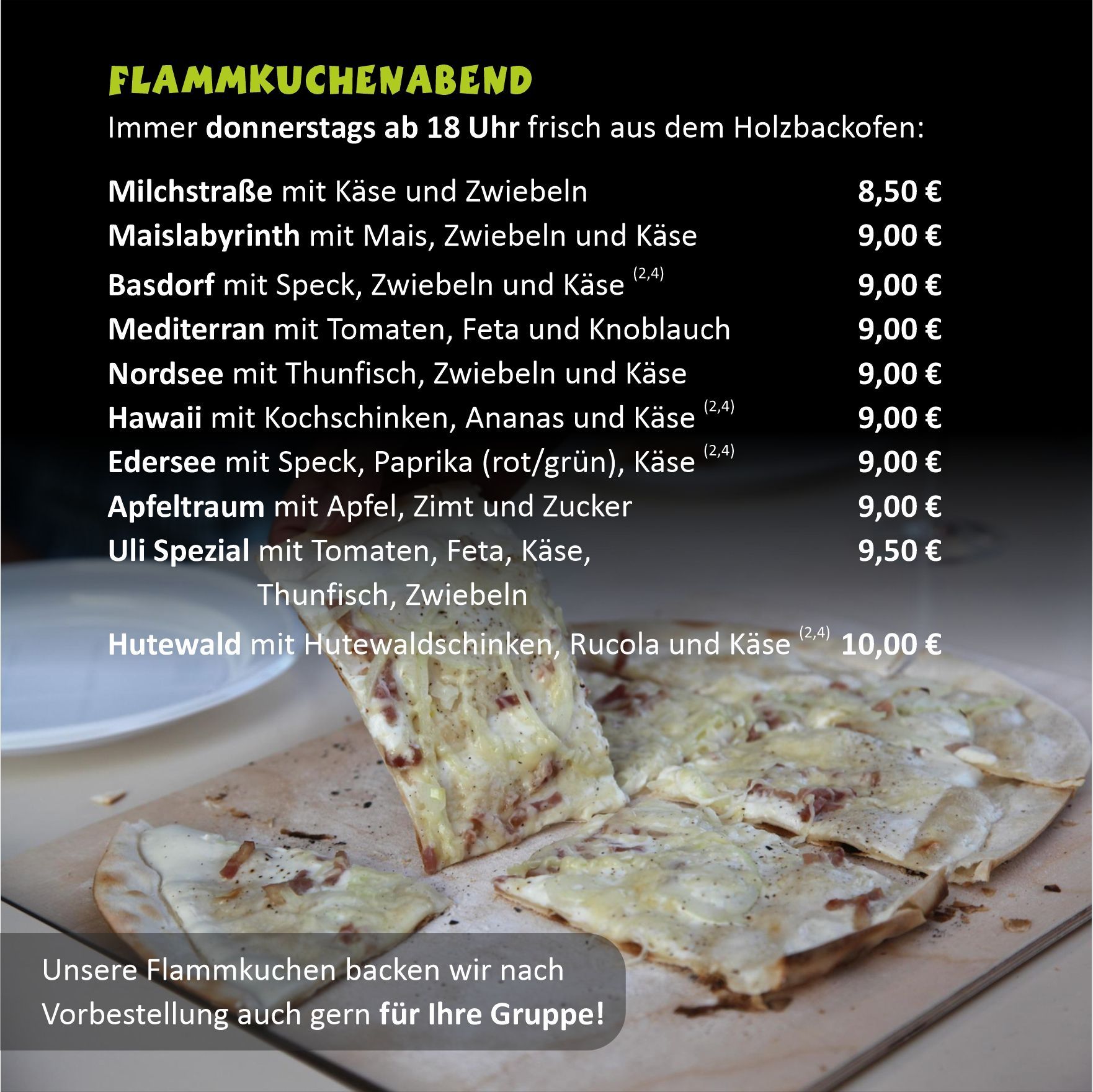 Speisekarte - Flammkuchen