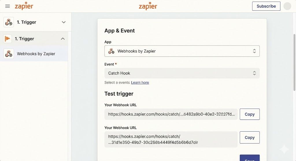 Screenshot of Zapier showing the 