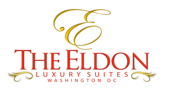 Logo for The Eldon Luxury Suites in Washington, DC; features a gold 