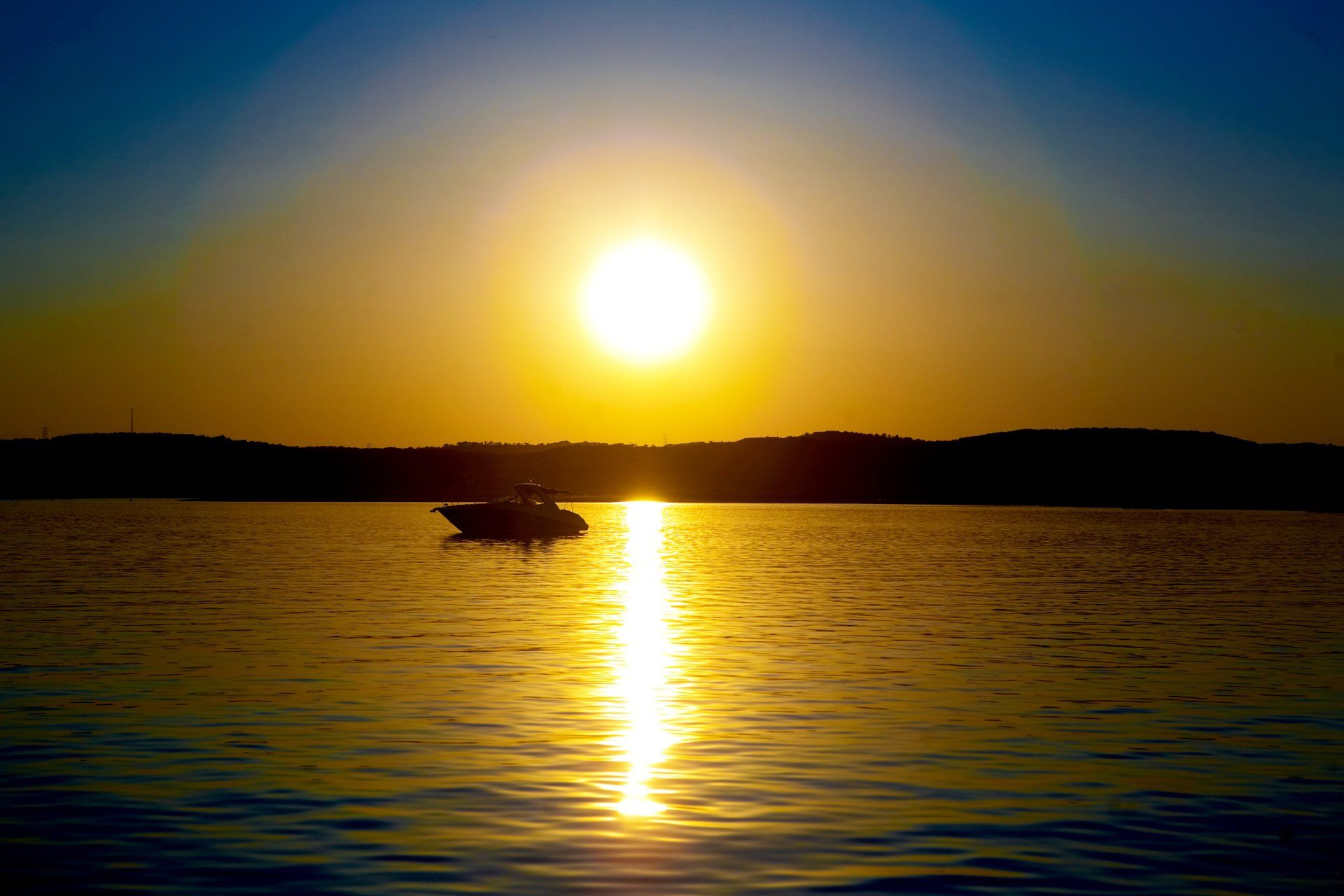sunset from marina on lake travis