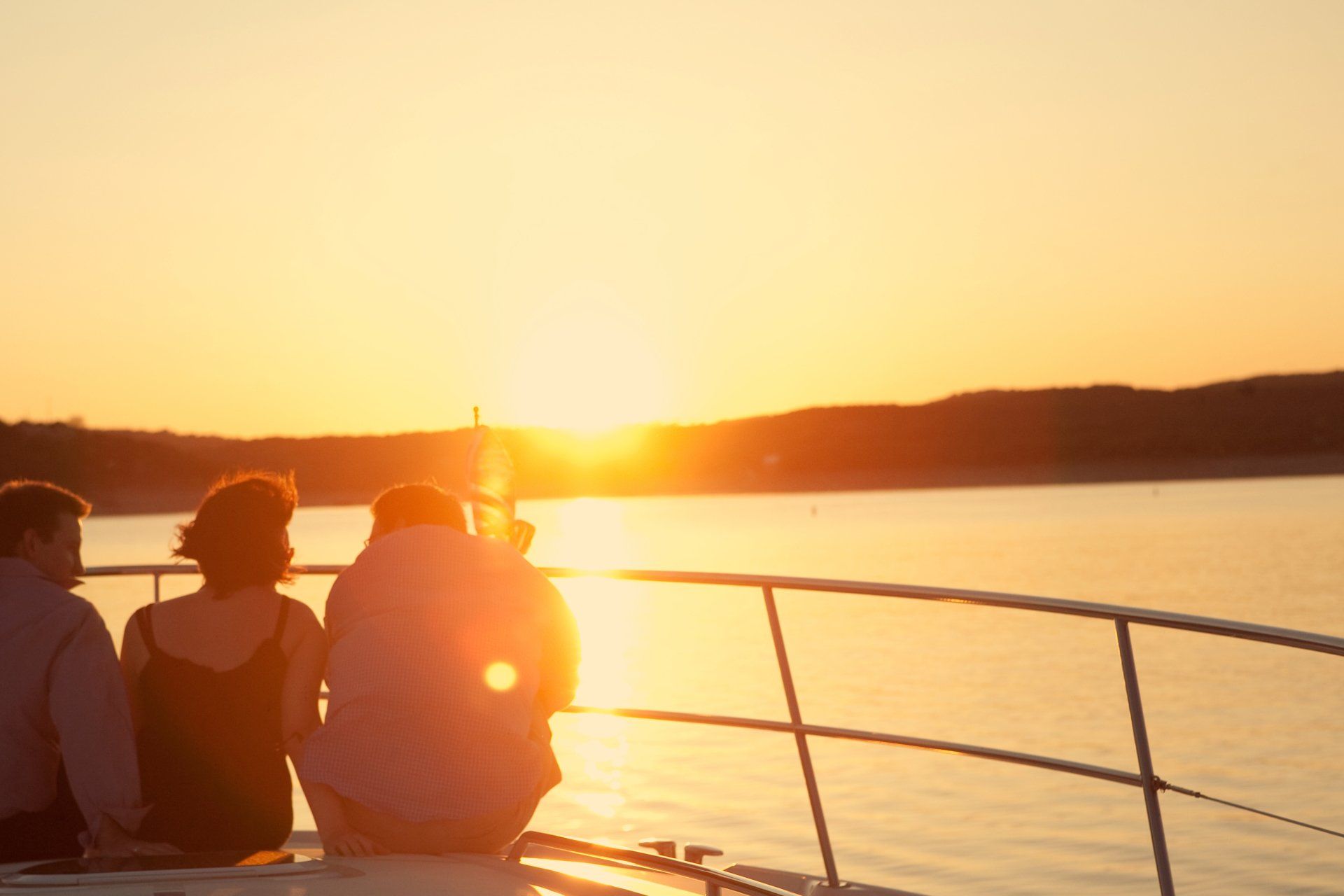 sunset from boat at rough hollow marina