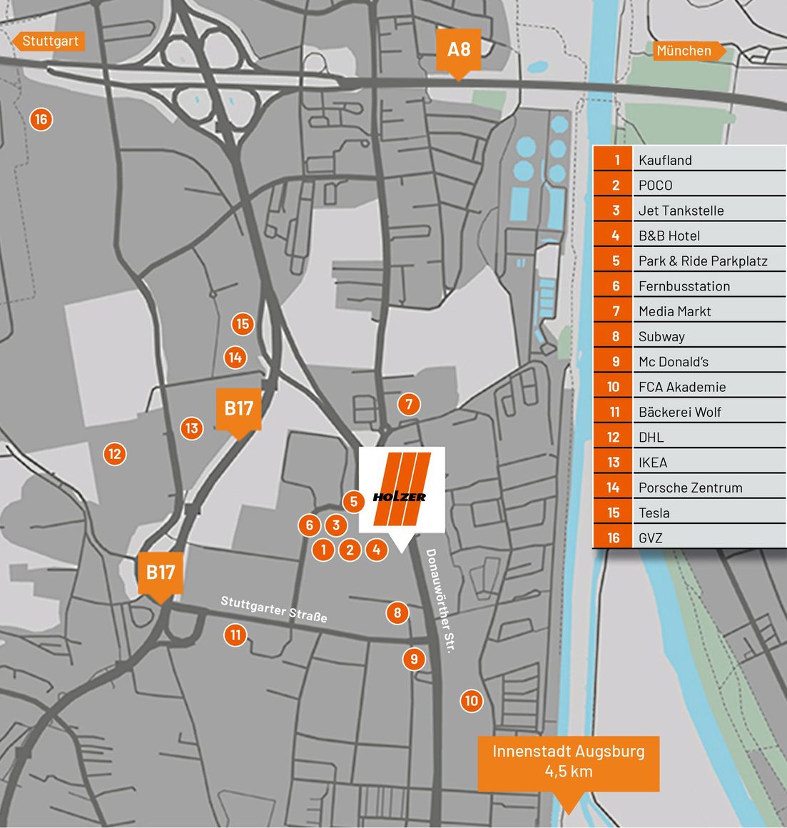 Lageplan Portal Nord-West Augsburg