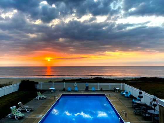 A pool beside the ocean