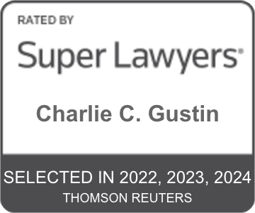 A logo for super lawyers charlie c. gustin