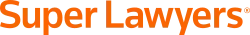 The logo for super lawyers is orange on a white background
