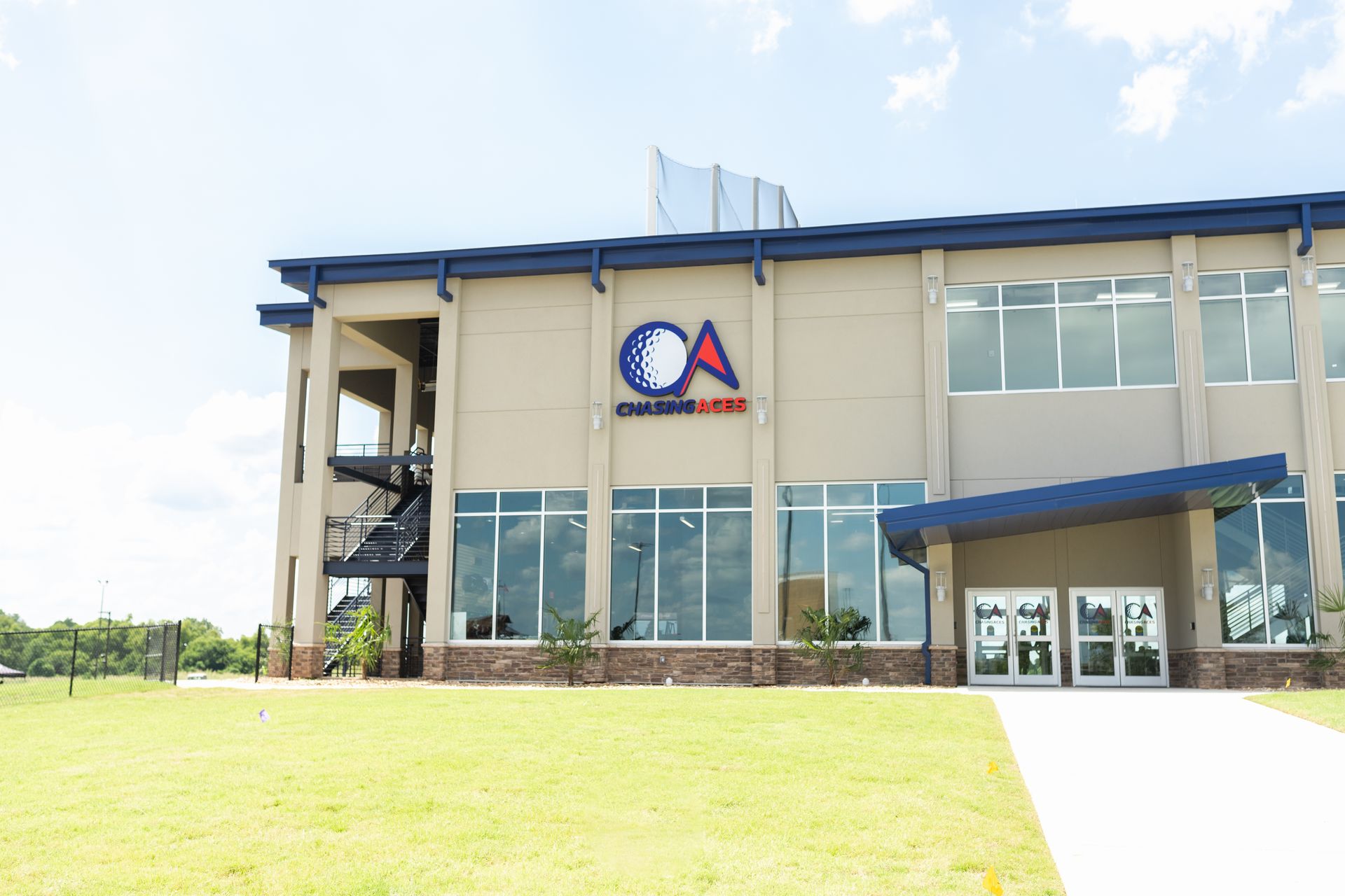 A large building with a sign that says ca on it