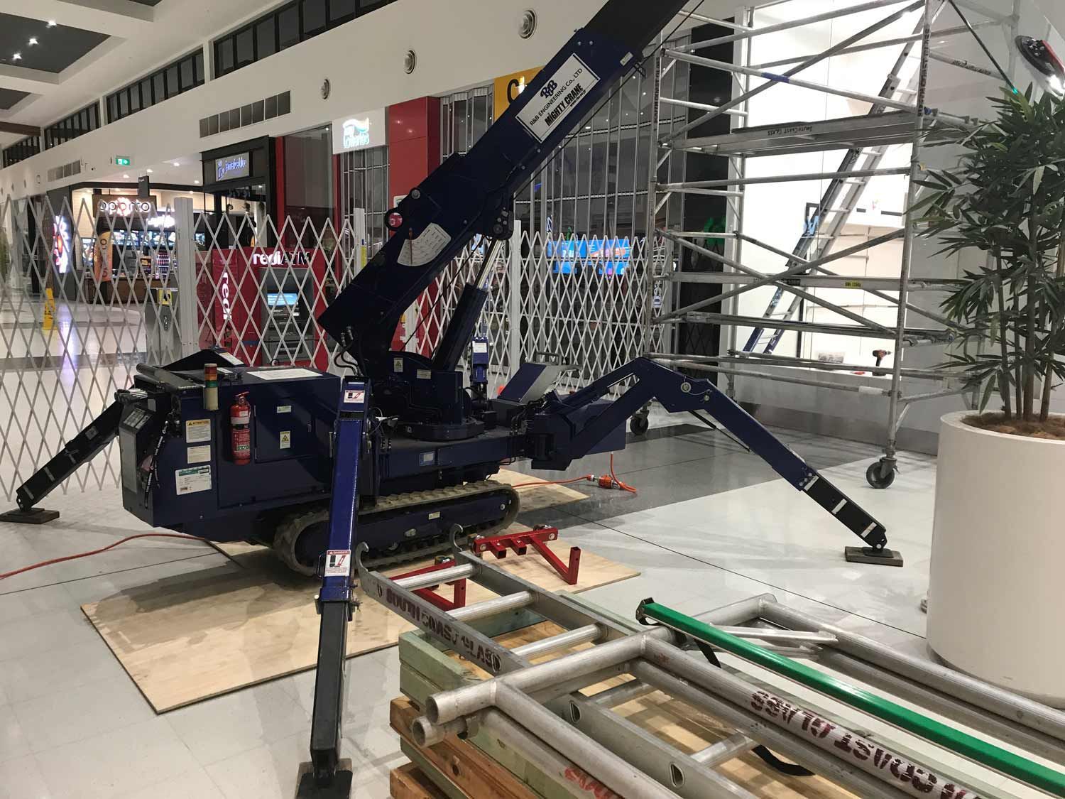 A Small Crane Inside the Mall — South Coast Glass In South Nowra, NSW