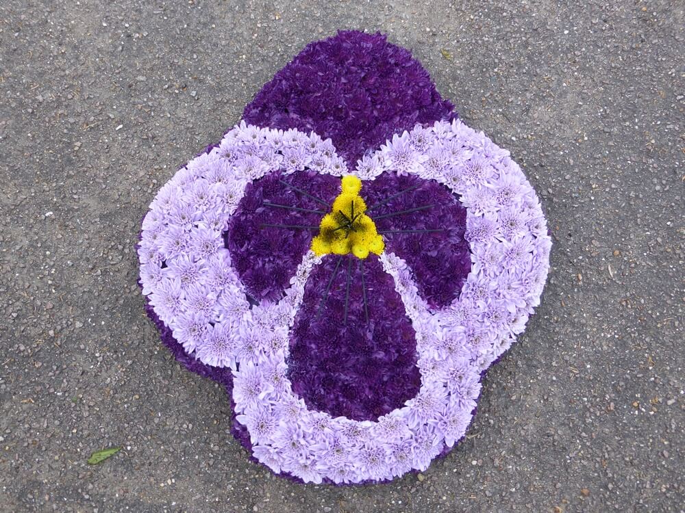 16. Bespoke Pansy 24” x 20” in violet and lilac