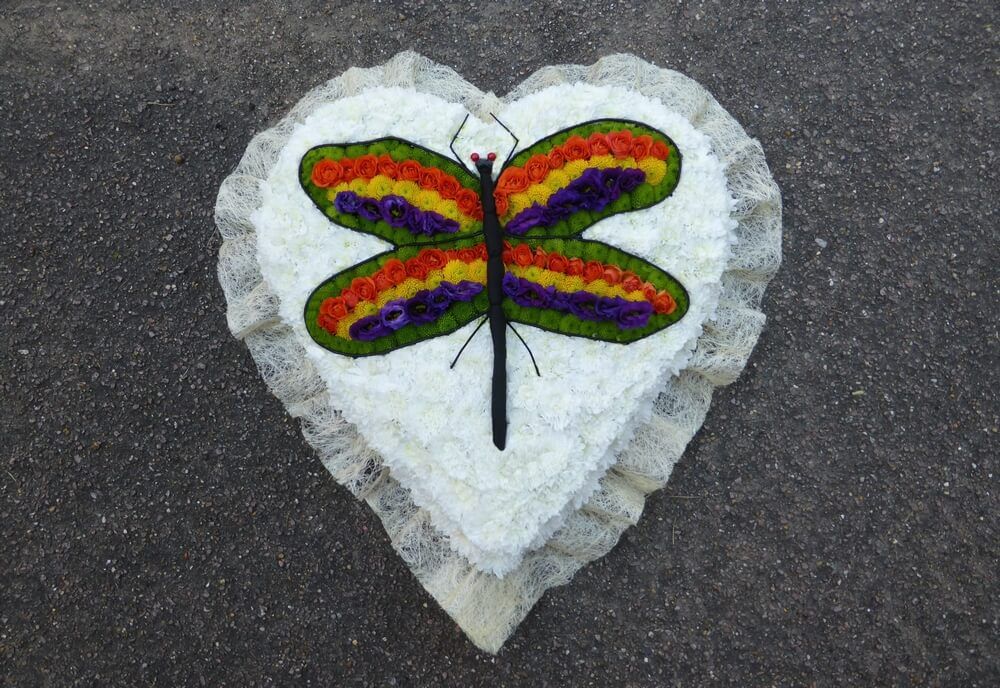 19. 21” Heart with hand designed Dragonfly