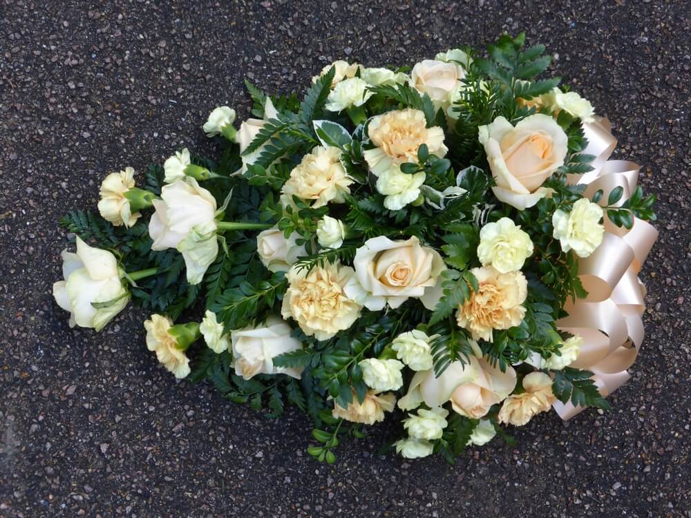 23. Spray of cream Dianthus with Apricot Roses and Carnations