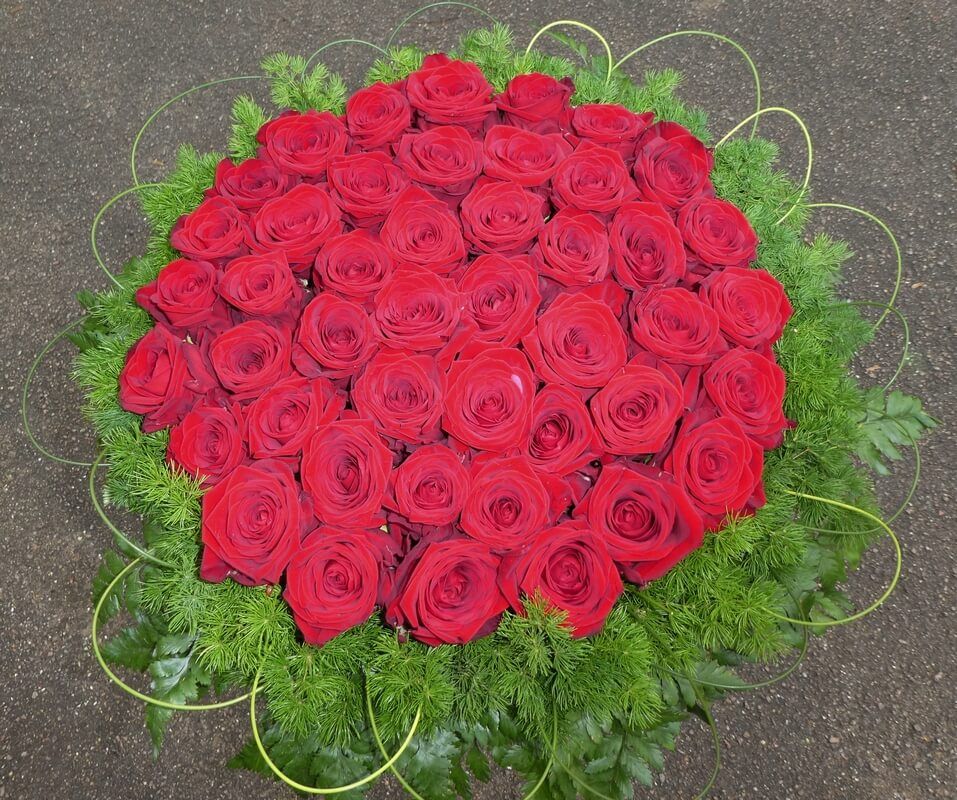 11.  12” posy of red Roses and Ferns