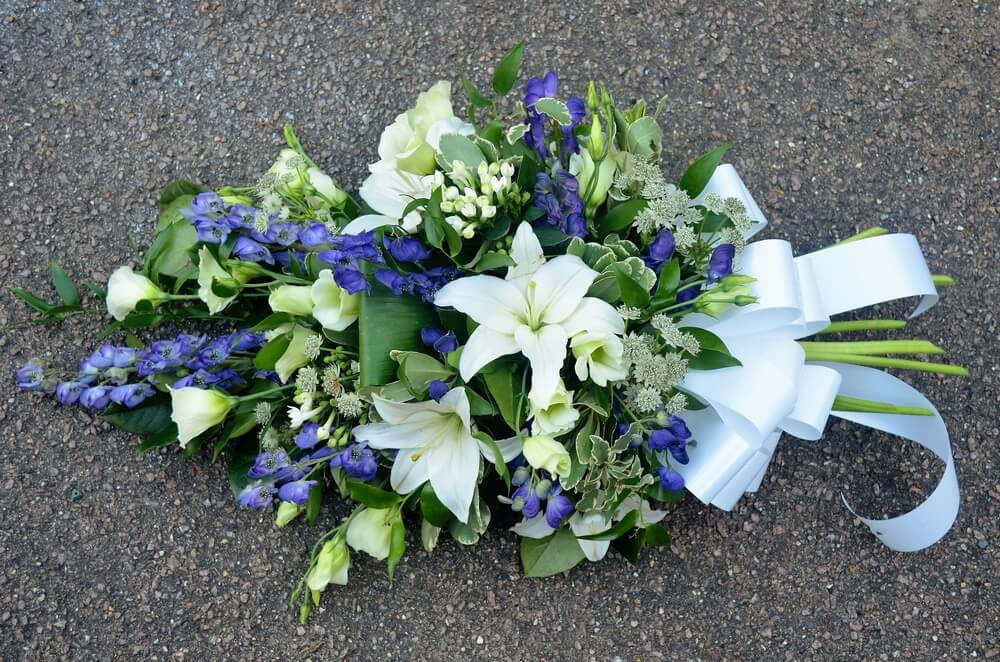 6.  Spray with blue Aconitum, white Lily’s, Astrantia and Lisianthus