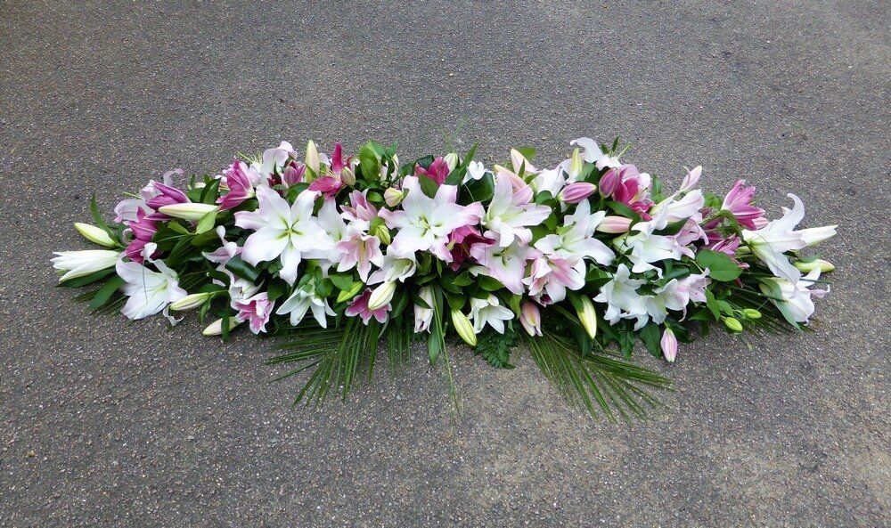 2.   Full 6ft Coffin Spray of pink Lily’s