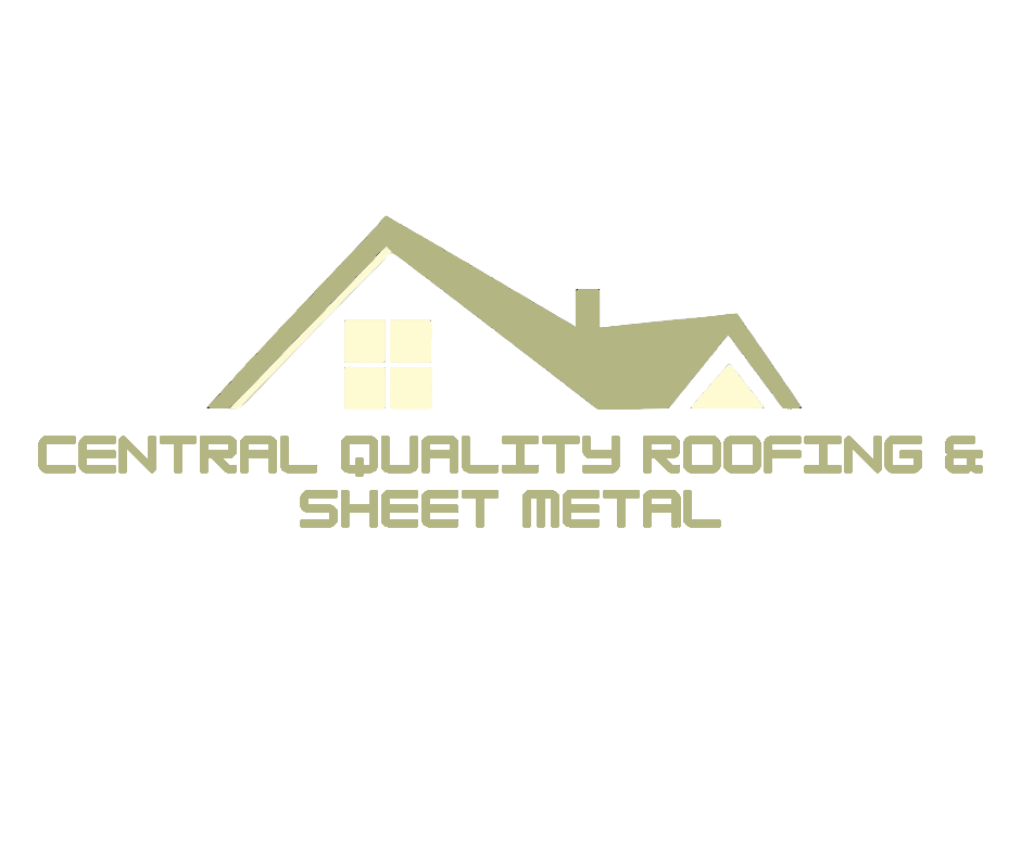 Logo for Central Quality Roofing & Sheet Metal, with a house silhouette in gray and text.