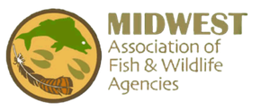Logo for Midwest Association of Fish & Wildlife Agencies: fish, feather, footprints in a circle, text to the right.