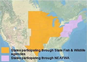 Map showing US states participating in a program