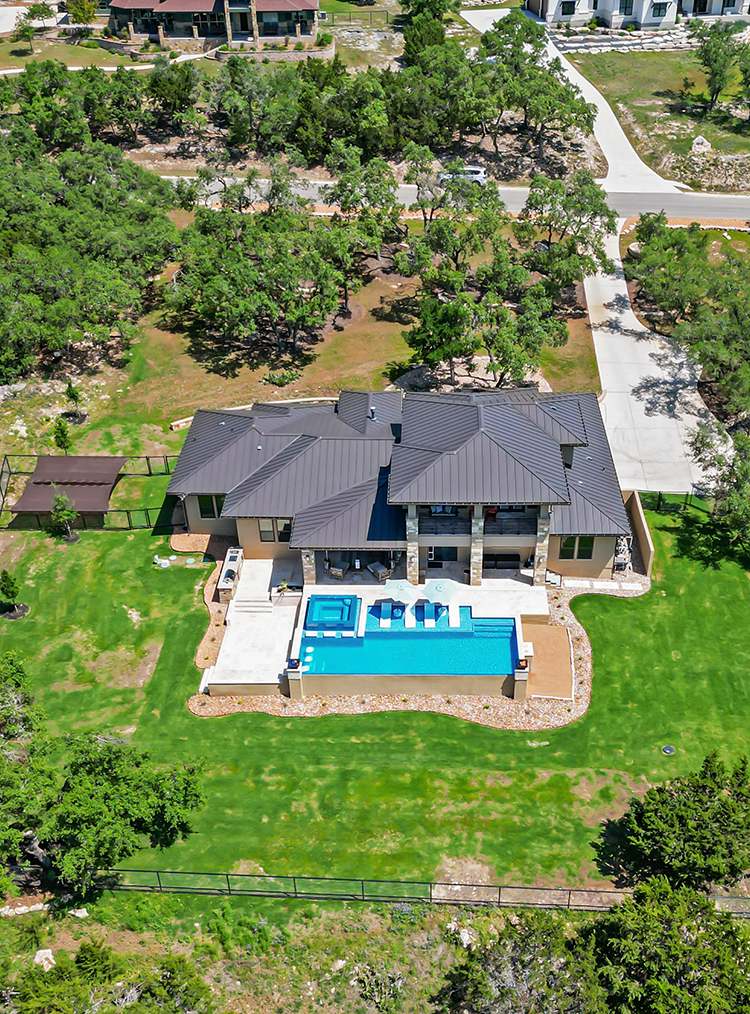 Image of aerial shot of home with pool