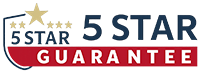 A 5 star guarantee logo on a white background.