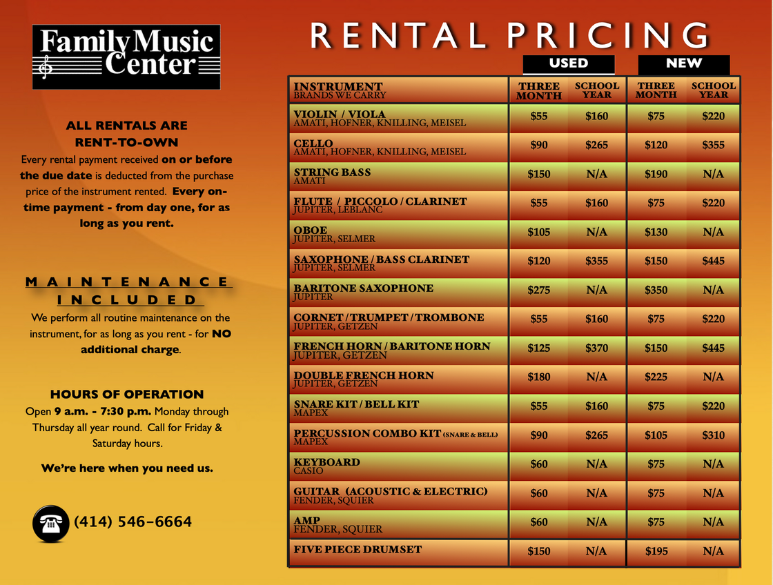 Rental brochure