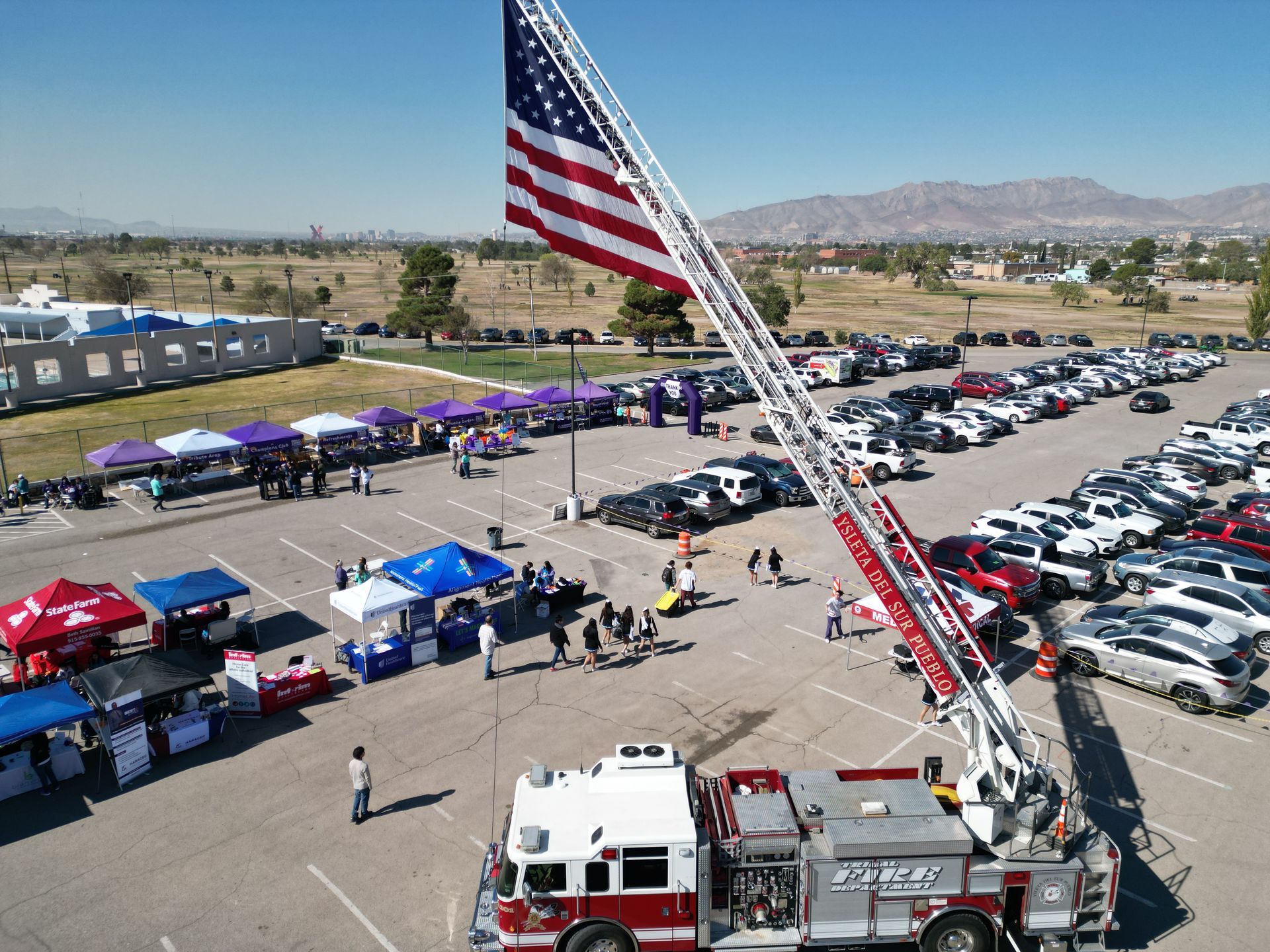 Drone photo of Walk to End Alzheimer's event at Ascarate Park, El Paso, Texas.